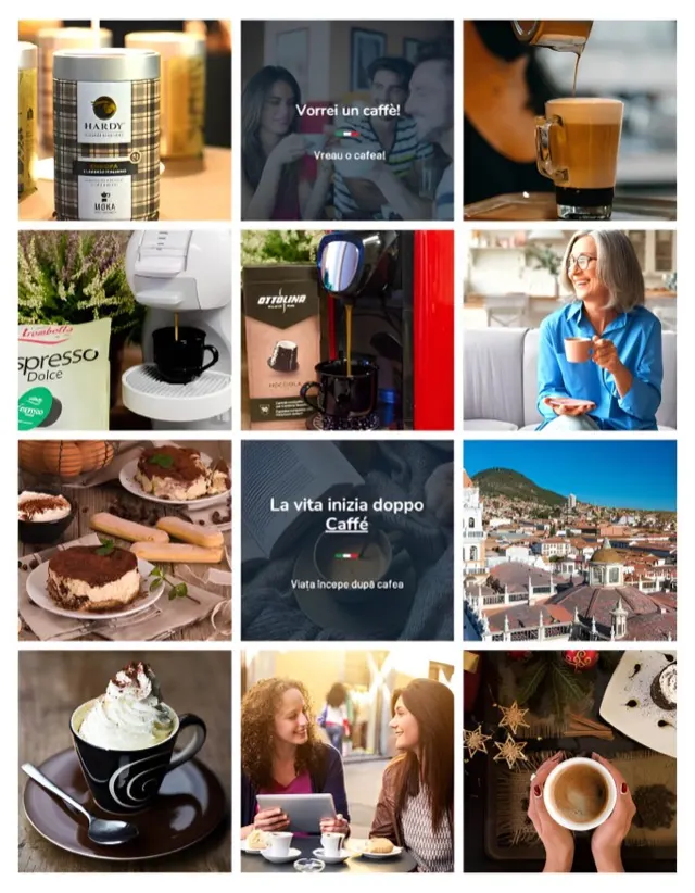 Feed-ul de Instagram @lamiaitalia.ro, cu identitatea vizuală aplicată consecvent