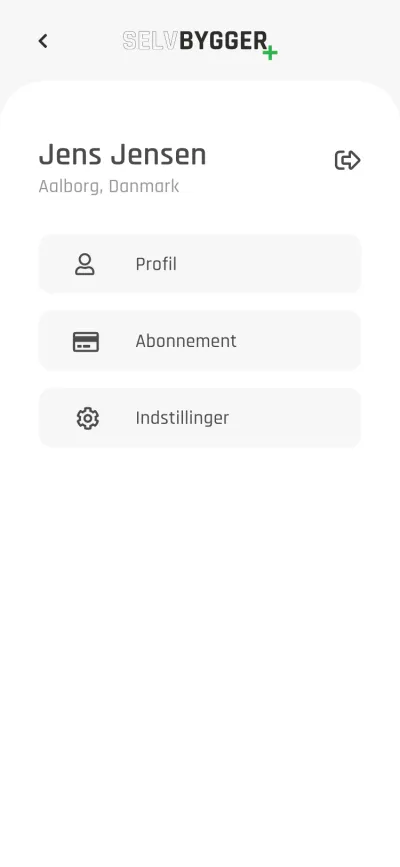 Meniul principal al aplicației Selvbygger+